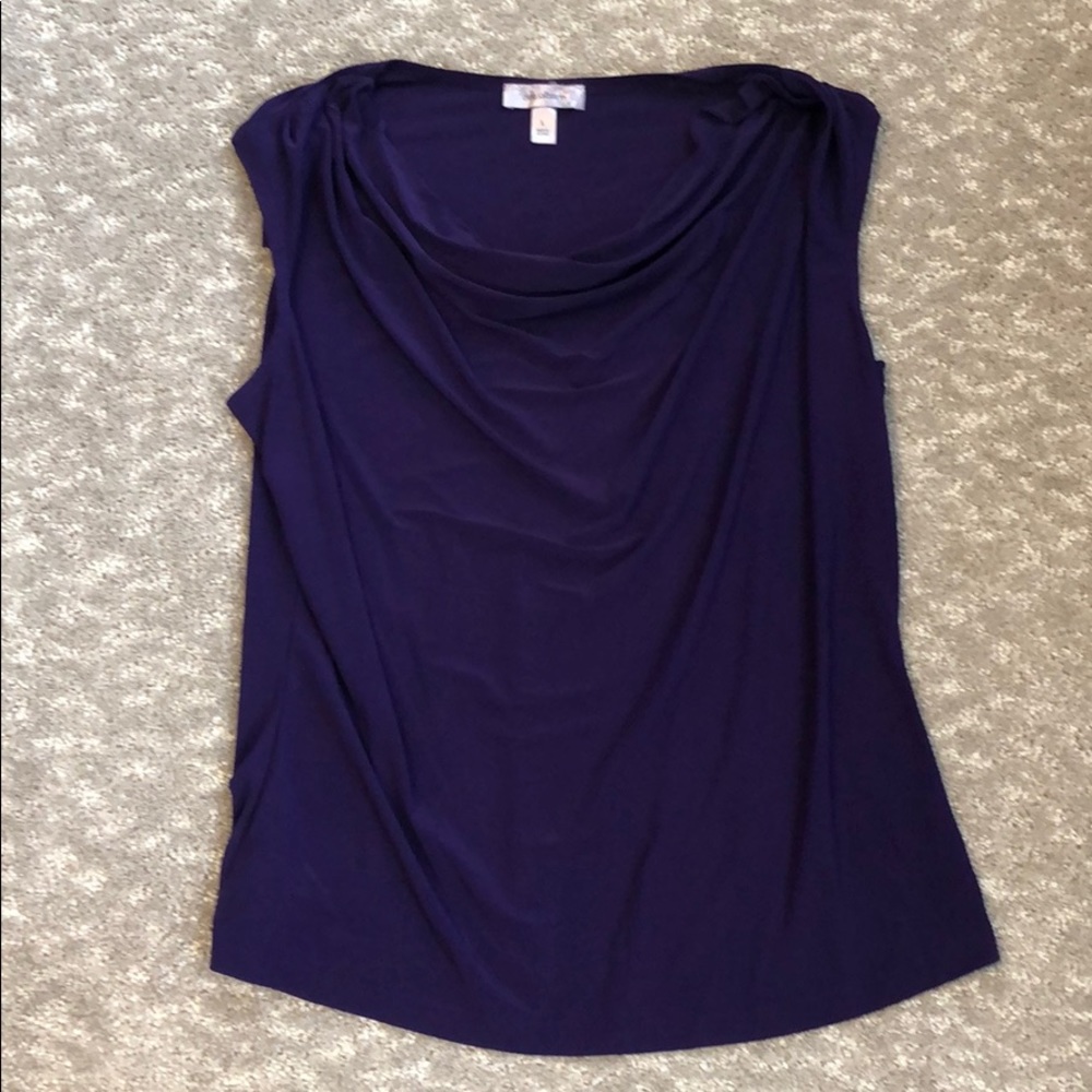 Purple Drape-Neck Sleeveless Top by DB, Size L